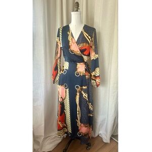 Missguided Chain Print Wrap Maxi Dress - Size 6